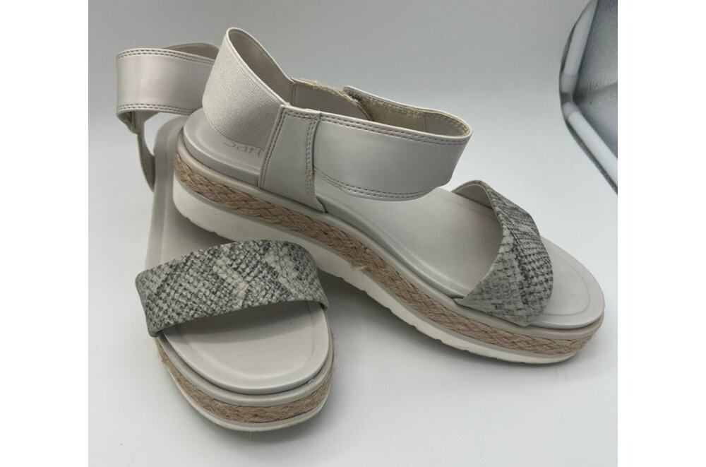 Franco Sarto Tinaka White & Gray Snakeskin Espadrille Sandals‎ Shoes Size 9.5M